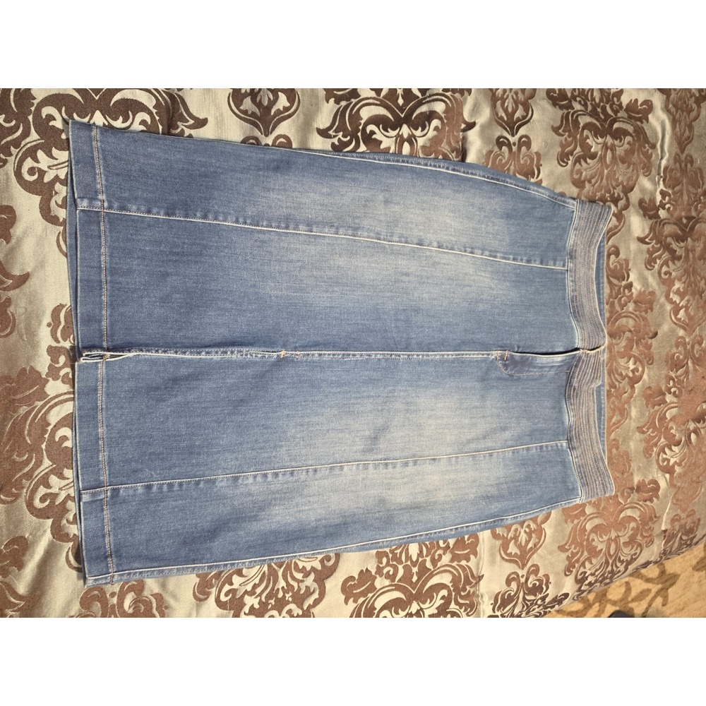 NYDJ Jean Skirt Womens Plus Size 16 Stretch Denim Front Slit w/ Lift & Tuck